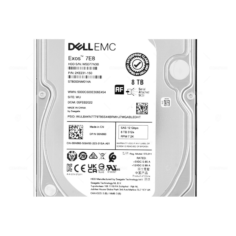 0N660 G14  DELL HDD 8TB 7.2K SAS 12G 3.5" LFF FOR DELL POWEREDGE G14